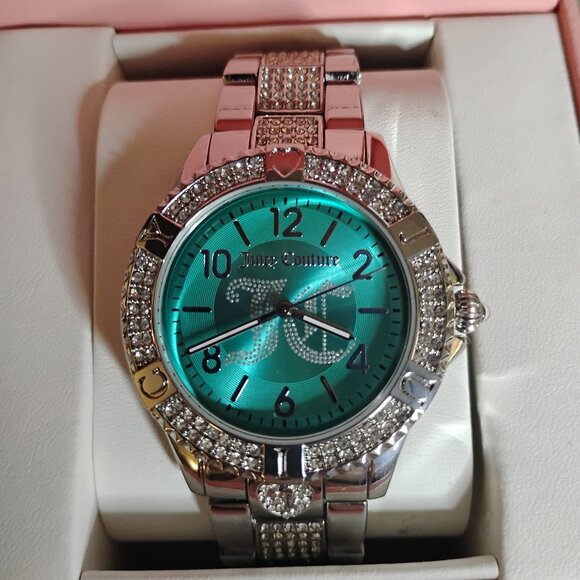 Juicy Couture JC/1384GNGN Teal Green Analog Wrist Watch featuring crystal bezel - Picture 3 of 5
